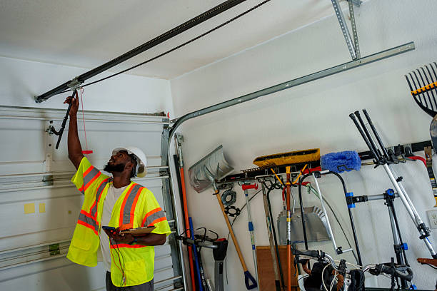Professional Garage Door Panel Replacement technician working in Moriches, NY